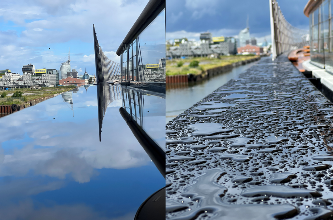 Gloss and water beading after polymer sealing and professional yacht care